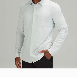 Lululemon Commission Long Sleeve Button Down Shirt Ocean Air Light Blue Sz L